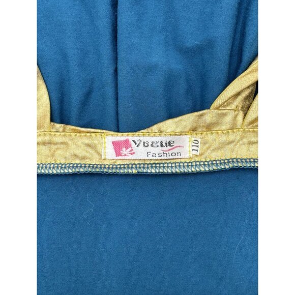 Vogue Fashion Size 4 Girls Blue & Gold Sleeveless Dress With Embellished Belt - Picture 5 of 7